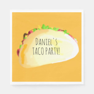 Watercolor Taco Party Birthday Napkin