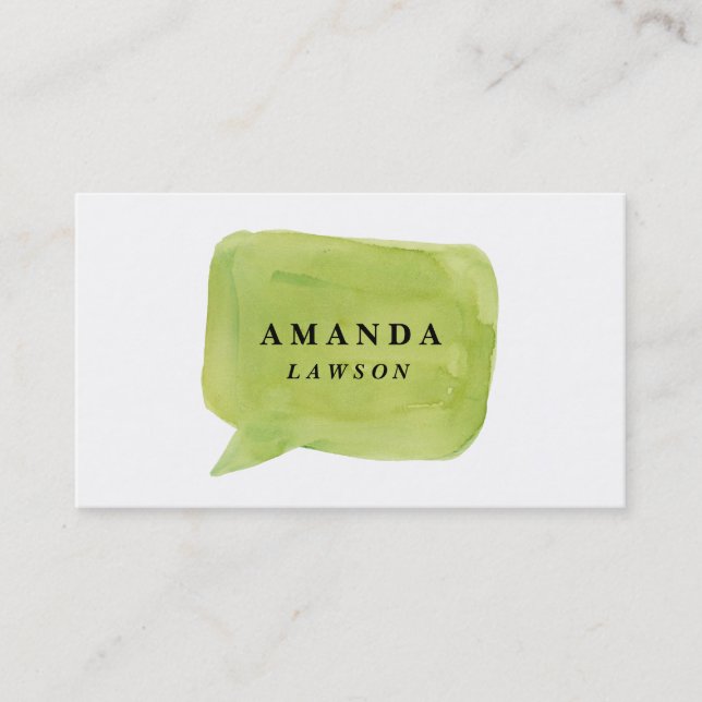 Watercolor talk bubble business card (Front)