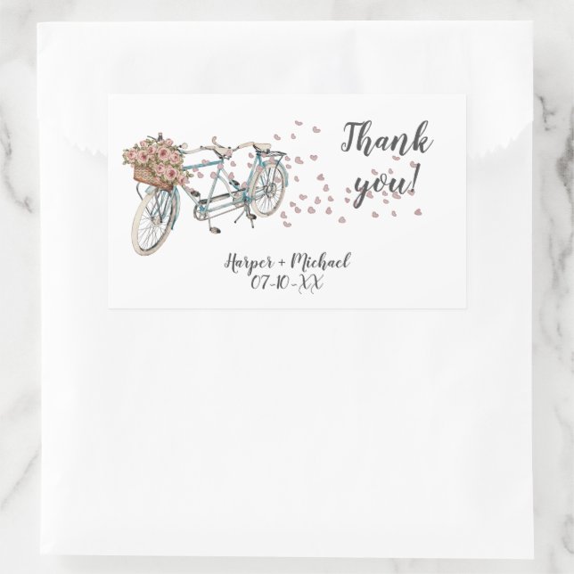 watercolor tandem bike thank you  sticker (Bag)