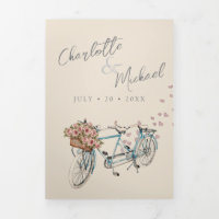 watercolor tandem bike with hearts wedding  Tri-Fo