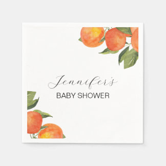 Watercolor Tangerine Cocktail Napkin