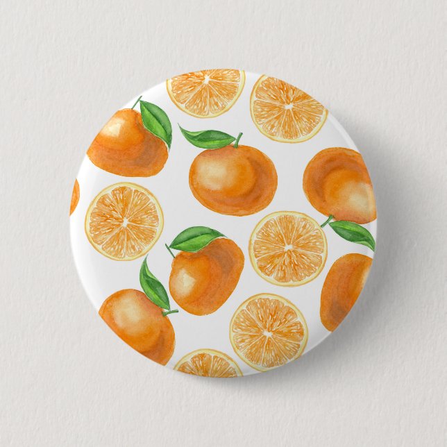 Watercolor tangerines 2 inch round button (Front)