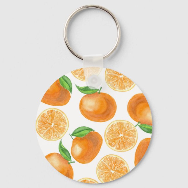 Watercolor tangerines keychain (Front)