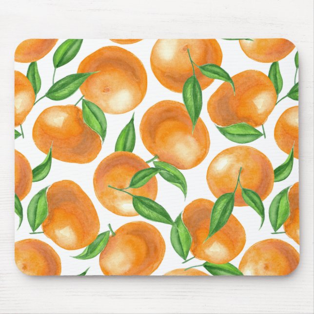Watercolor tangerines mouse pad (Front)