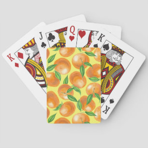 Watercolor tangerines playing cards