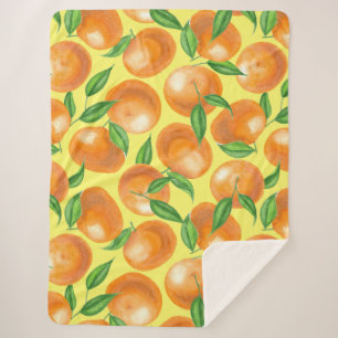 Watercolor tangerines sherpa blanket