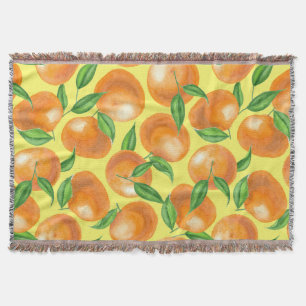 Watercolor tangerines throw blanket