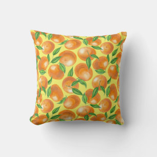 Watercolor tangerines throw pillow