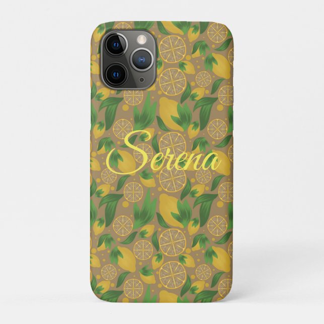 Watercolor Taupe Lemon Fruit Personalized Case-Mate iPhone Case (Back)