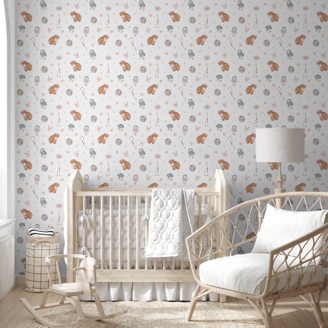 Watercolor Taurus Zodiac Nursery Wallpaper (Kids)