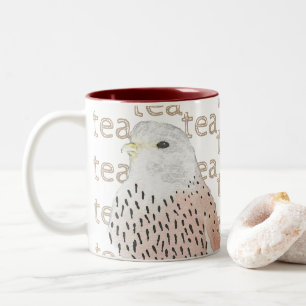 Watercolor Tea Coffee Kestrel Two-Tone Coffee Mug