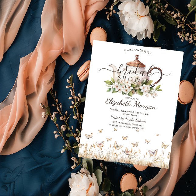 Watercolor Tea Cup Meadow Butterflies  Invitation (Creator Uploaded)
