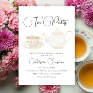 Watercolor Tea Party Bridal Shower Invitation