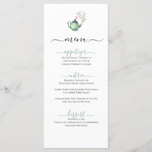 Watercolor Tea Pot Menu