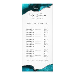 watercolor teal agate price list rack card