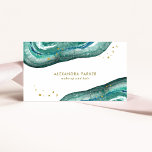 Watercolor Teal and Faux Gold Geode Business Card<br><div class="desc">These elegant,  modern business cards feature watercolor teal geode stones,  with faux gold typography and splashes.</div>
