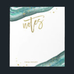 Watercolor Teal and Gold Geode Notes<br><div class="desc">This elegant,  modern notepad features watercolor teal geode stones,  with faux gold typography and splashes.</div>