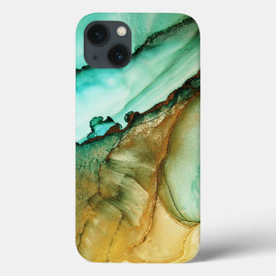 Watercolor Teal Gold Glitter  iPhone / iPad case