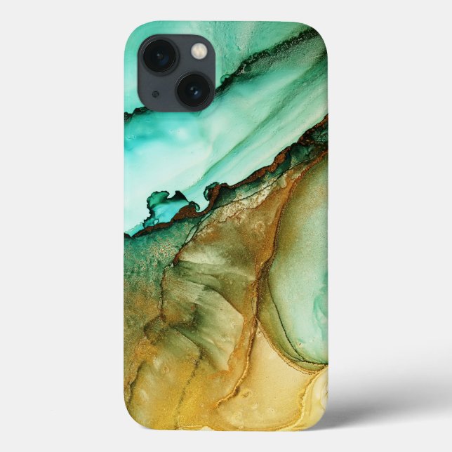 Watercolor Teal Gold Glitter  iPhone / iPad case (Back)