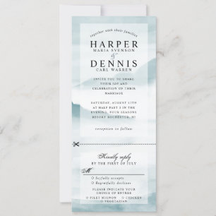 watercolor teal mountains wedding invite w rsvp