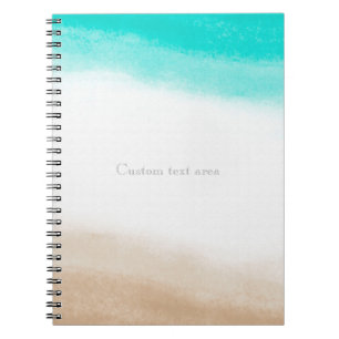 Watercolor Teal & Tan Elegant Beach Water & Sand Notebook