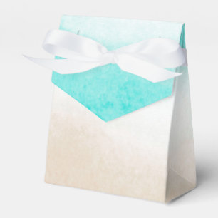Watercolor Teal & Tan Subtle Beach Wedding Favor Box