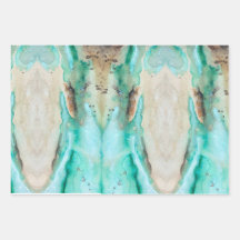 Watercolor Teal Wrapping Paper Flat Sheet Set of 3