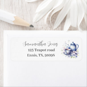 Watercolor Teapot Baby Shower Return Address Label