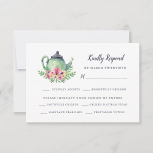 Watercolor Teapot with Meal Choice RSVP Card