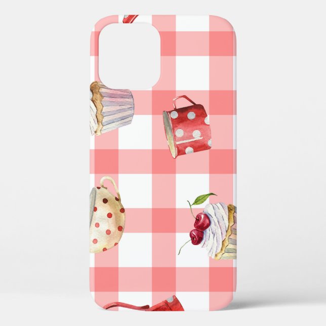 Watercolor Teapots: Cupcakes Seamless Pattern Case-Mate iPhone Case (Back)