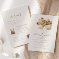Watercolor Teddy Bear All-in-One Beige Baby Shower