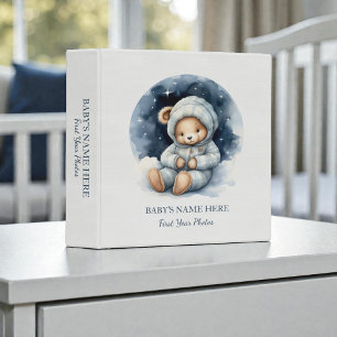 Watercolor Teddy Bear Baby Photo Album Binder