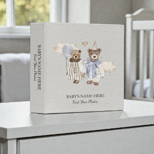 Watercolor Teddy Bear Baby Photo Album Binder