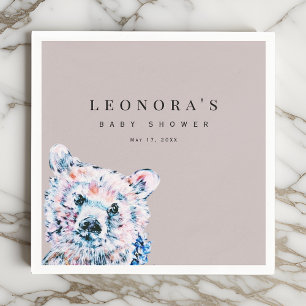 Watercolor Teddy Bear Baby Shower Napkin