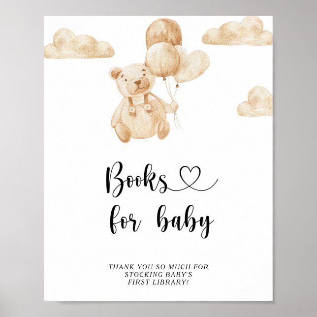 Watercolor Teddy Bear , books for baby poster (Front)