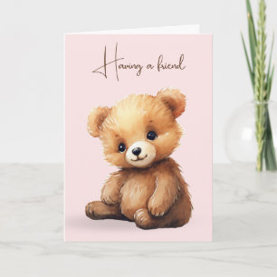 Watercolor Teddy Bear Friendship Card