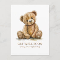 Watercolor Teddy Bear Get Well