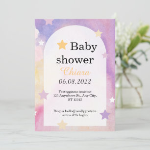 Watercolor Teddy Bear Hot Air Balloon Baby Shower Invitation