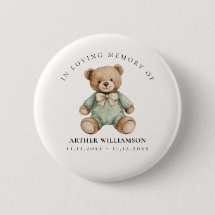 Watercolor Teddy Bear In Loving Memory Memorial  2 Inch Round Button