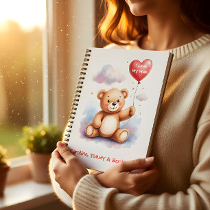 Watercolor Teddy Bear Mom Notebook