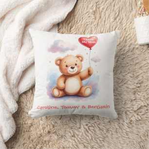 Watercolor Teddy Bear Mom Throw Pillow
