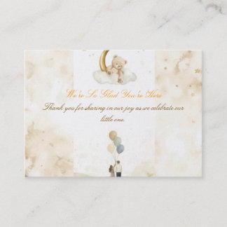 Watercolor Teddy Bear Moon Baby Shower Enclosure Card