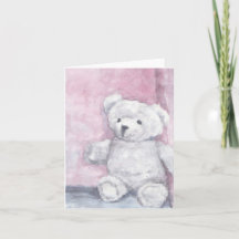 Watercolor Teddy Bear Note Cards, Blank Interior