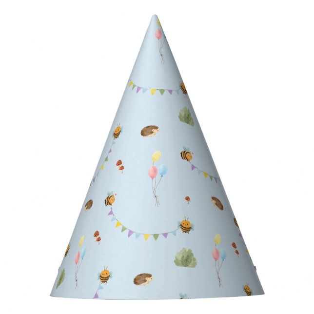 Watercolor teddy bear,  party hat (Front)