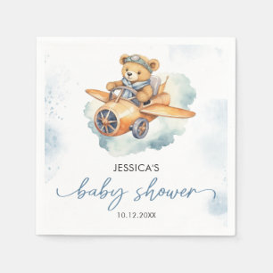 Watercolor Teddy Bear Pastel Baby Shower Napkin