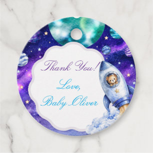 Watercolor Teddy Bear Rocket Baby Shower Favour Ta Tags