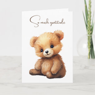 Watercolor Teddy Bear Thank You Card