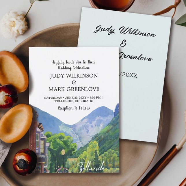Watercolor Telluride Colorado Ski Mountain Holiday Card (Creator Uploaded)