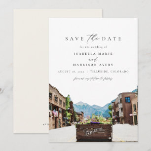 Watercolor Telluride Colorado Ski Save the Date Invitation