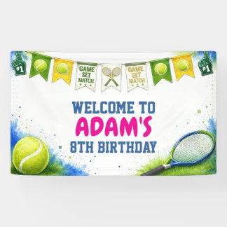 Watercolor tennis Birthday Party Banner
